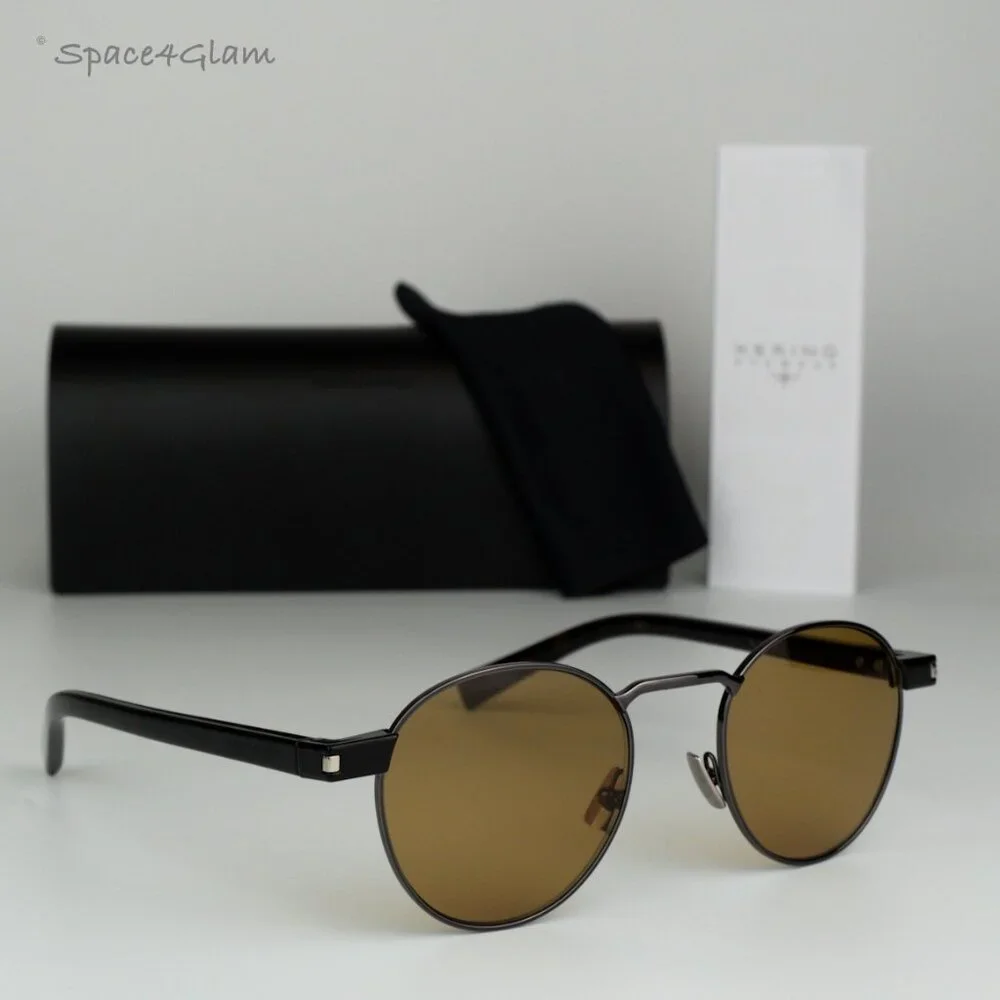 BRAND NEW Saint Laurent SL707 003 Grey Havana Nicotine Oval Unisex Sunglasses